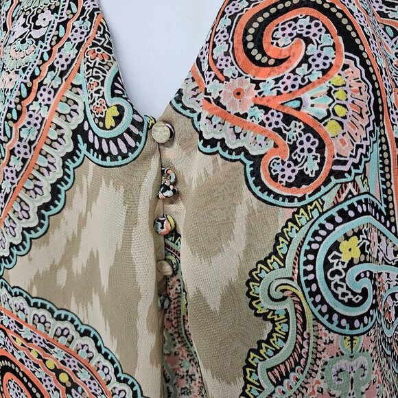 Sunny Leigh Blue Pink Paisley Animal Stripe Tank Boho Festival L - Picture 3 of 11